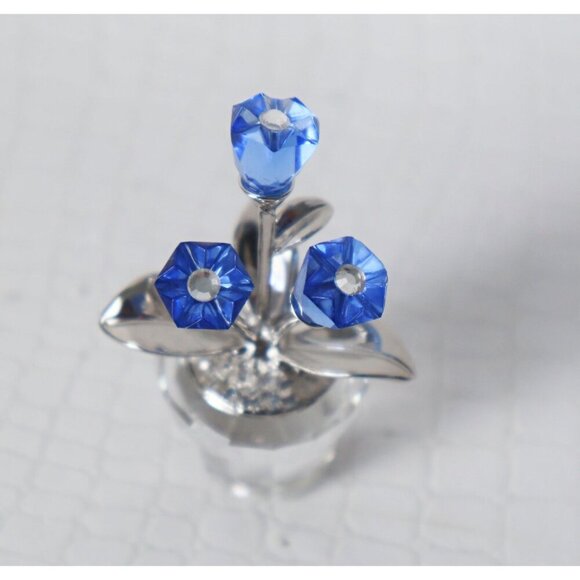 Swarovski Potted Plant Blue Forget Me Not's Crystal Figurine Flower Miniature - Picture 2 of 4